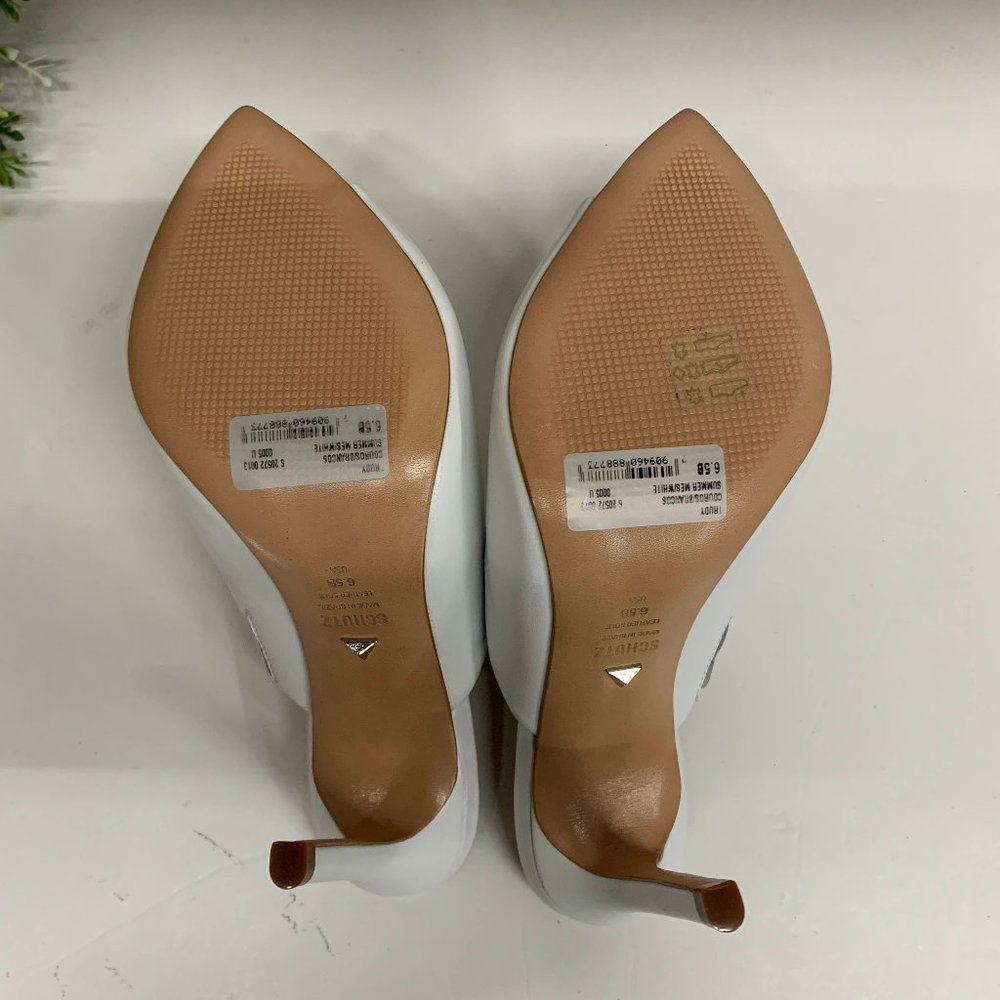 Schutz Trudy Leather Open Toe Mules White $180 - Picture 7 of 9